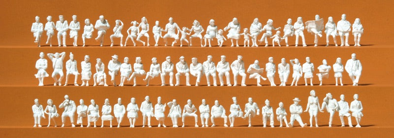 Preiser 16358 HO Unpainted Seated Persons Figures (Set of 72)