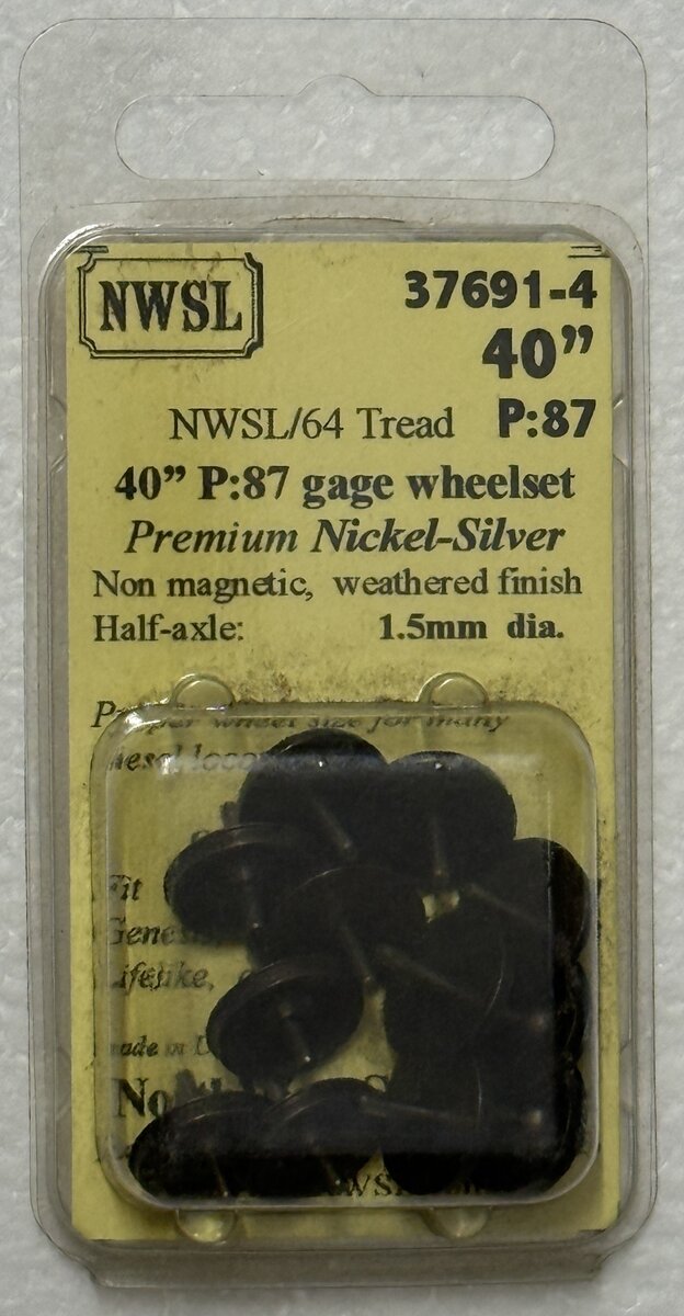 Northwest Short Line 3769-1 HO Proto: 87 1.5mm 1/2 Axle N-S Wheels 40/64