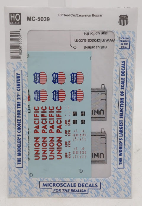 Microscale MC-5039 HO Union Pacific Tool Car/Excursion Boxcar Decal Sheet