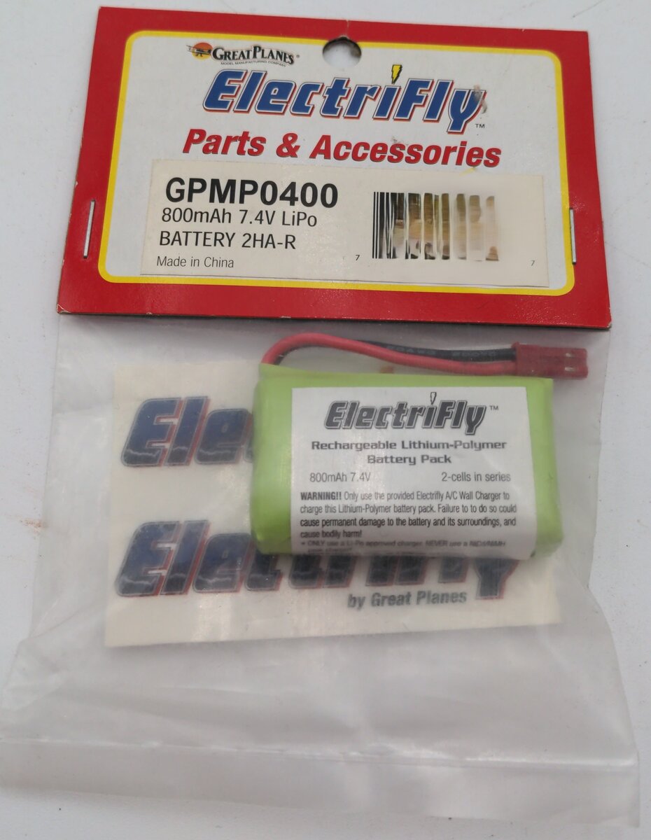 Great Planes GPMP0400 LiPo 2S 7.4V 800mAh Battery Axe EZ