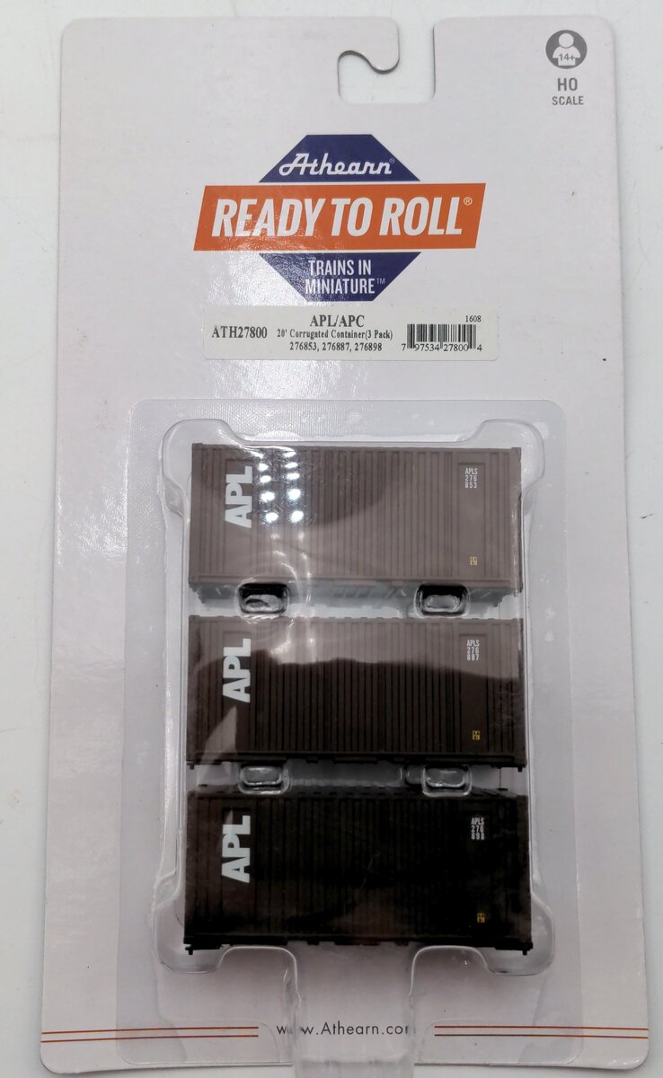 Athearn 27800 HO APL RTR 20' Corrugated Container with Panel (3)