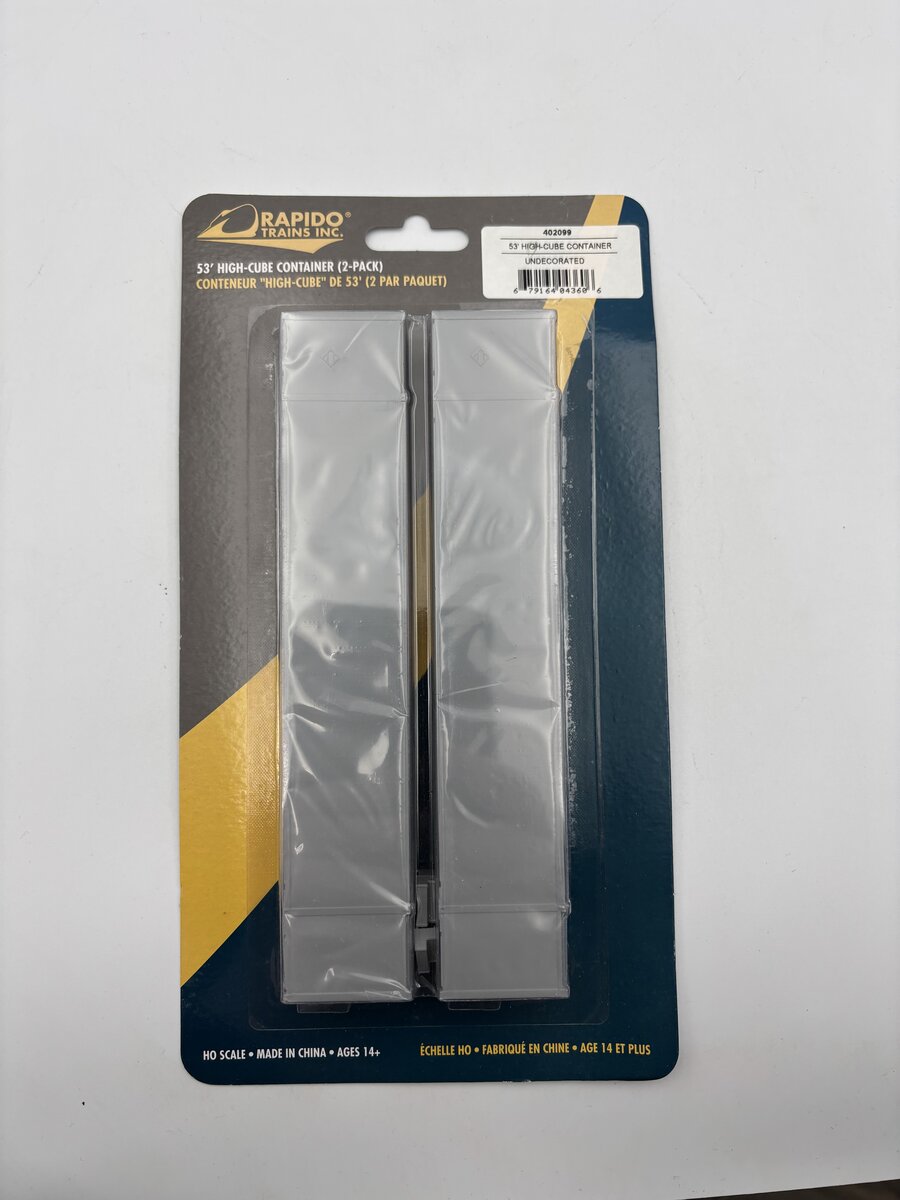 Rapido Trains 402099 HO Undecorated 53' High-Cube Container (Pack of 2)