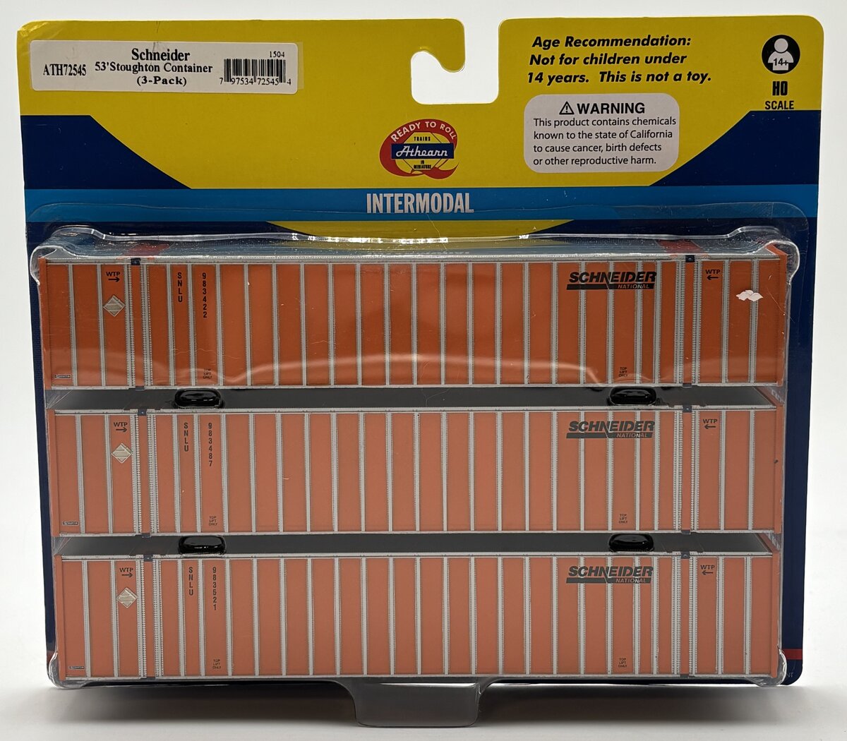 Athearn 72545 HO SNLU/Orange 53' Stoughton Container RTR #1 (3)