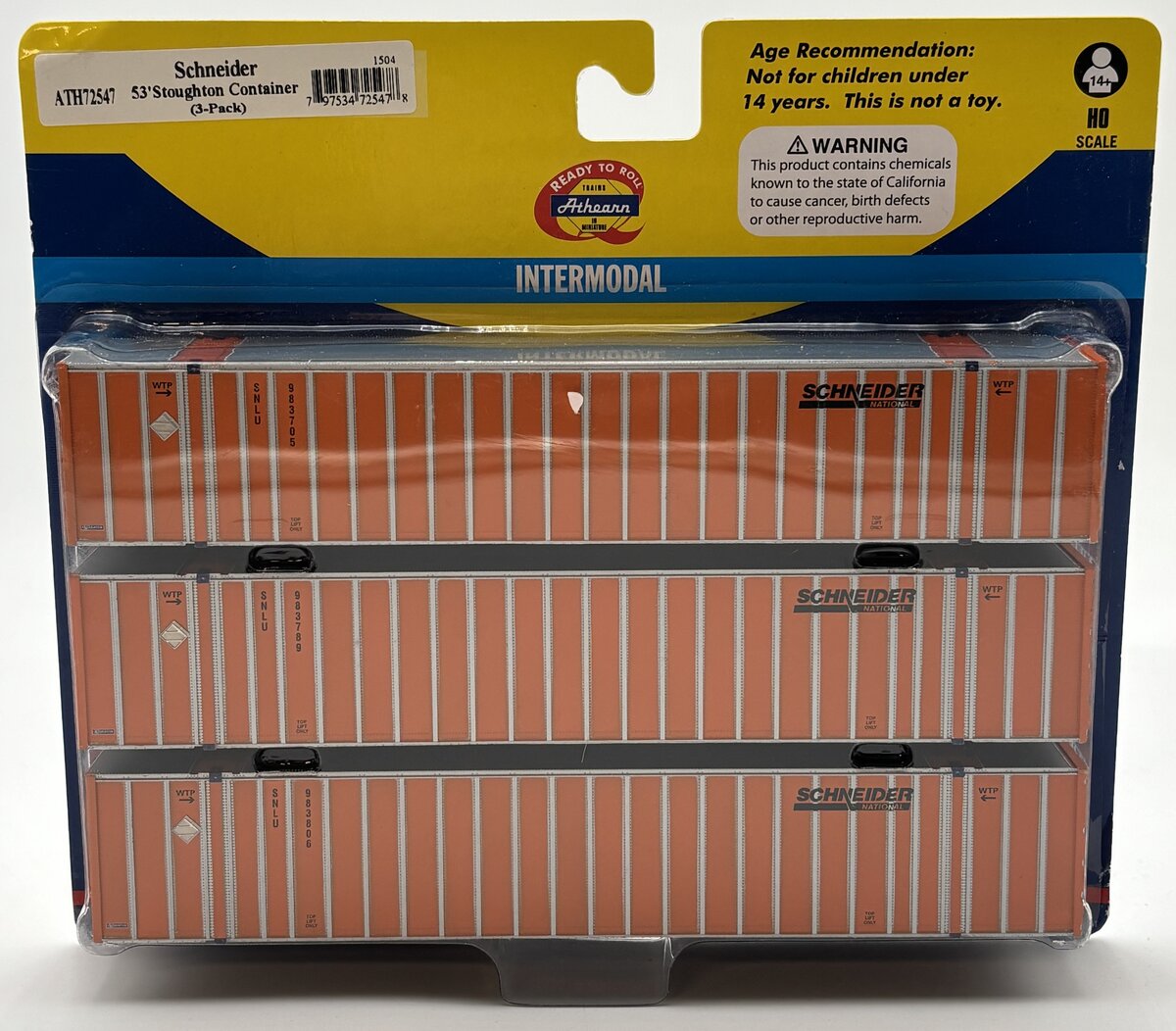 Athearn 72547 HO SNLU/Orange 53' Stoughton Container RTR #3 (3)