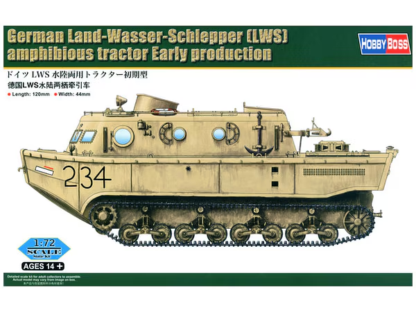 Hobby Boss Models 82918 1:72 German LWS Amphibious Tractor Early Prod Kit