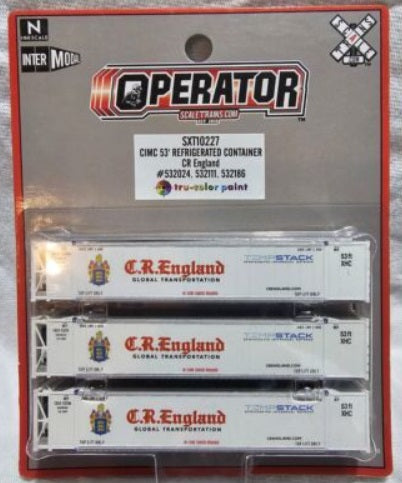 Scale Trains SXT10227 N CR England CIMC 53’ Reefer Container (Set of 3)