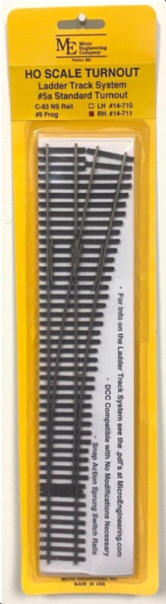 Micro Engineering 14-711 HO Code 83 #5a Lead Ladder Right Hand Switch Turnout