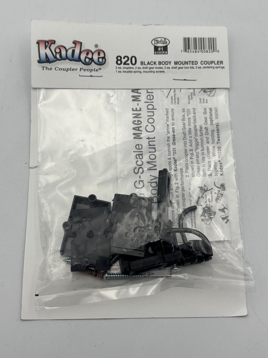 Kadee 820 #1-Scale Straight Centerset Shank Couplers with Body Mount Gearboxes