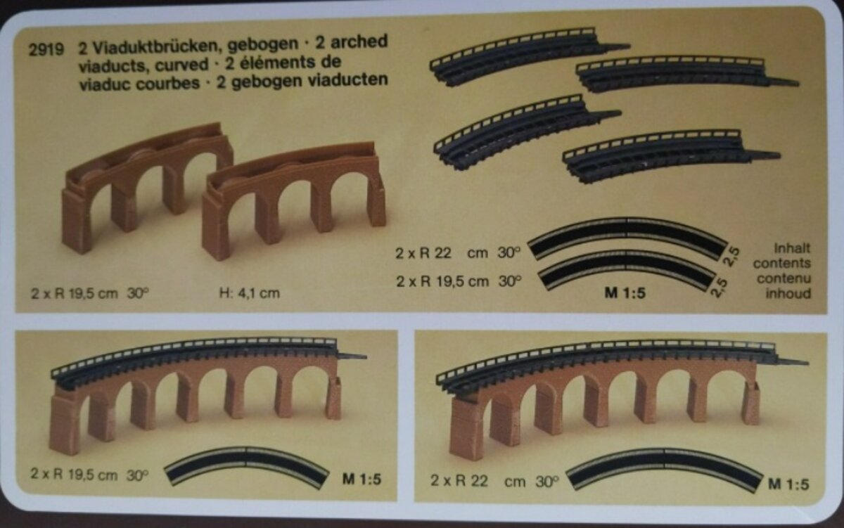 Faller 2919 Z Scale Stone Arch Curved Viaduct Sections Kit