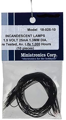 Miniatronics 1802510 1.5V 1.2mm 25mA Clear Mini Light Bulbs (Pack of 10)