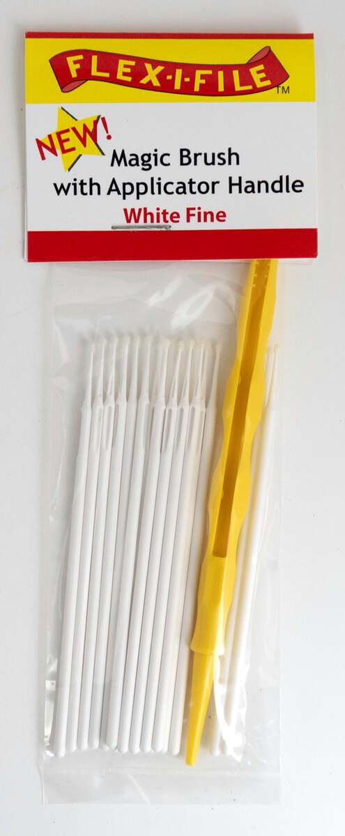 Flex-I-File M930001B White Fine Magic Brush with Applicator Handle (Pack of 100)