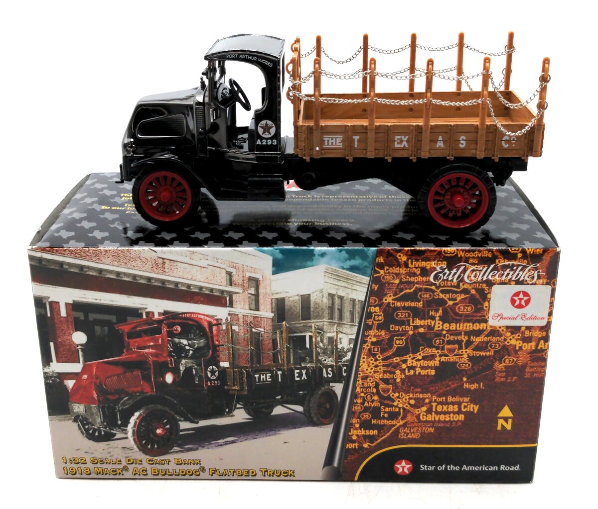 Ertl 20432 1:32 2001 Texaco #18 - 1918 Mack AC Bulldog Flatbed Truck