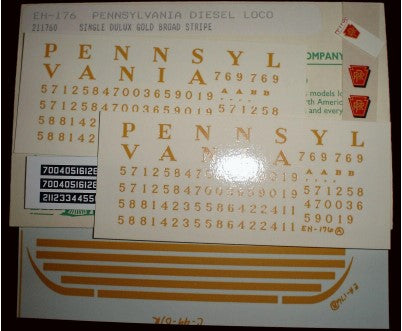 Champ Decals EH-176 HO Scale Pennsylvania Diesel Loco Dulux Gold Broad Stripe