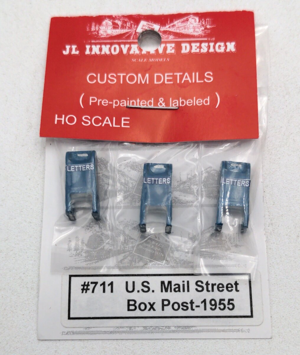 JL Innovative Design 711 HO Blue Custom Post 1955 US Mail Street Boxes