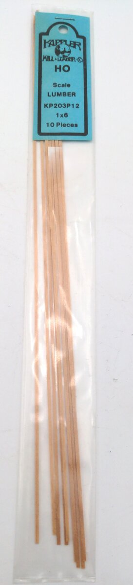 Kappler Lumber 1x6 HO Scale KP203P12 (10 pieces)