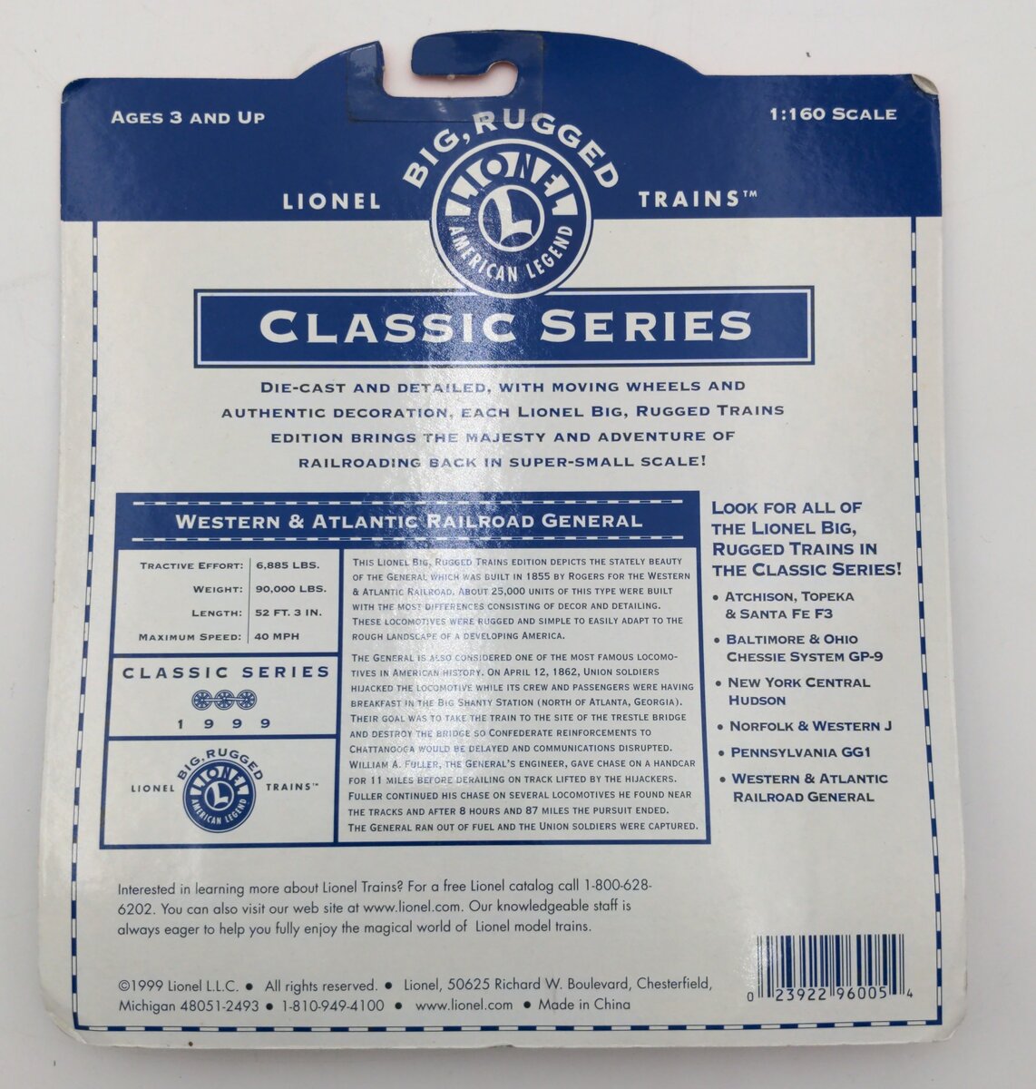 Lionel 96005 1:160 Big Rugged Classic Series Diecast RR Western & Atlantic
