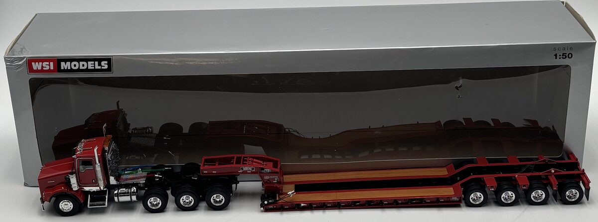 WSI 34-2024 1:50 Red Kenworth T800 8x4 Day Cab with 4-Axle Rogers Lowboy Trailer