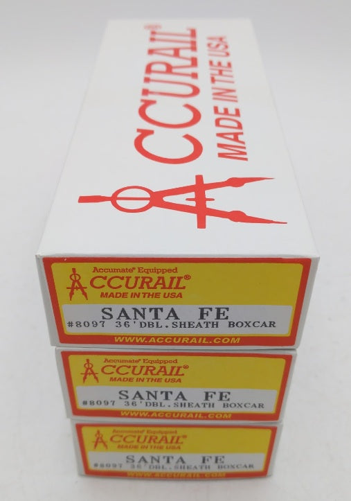 Accurail 8097 HO Santa Fe 36' Double Sheath Wood Boxcars Kit (Set of 3)