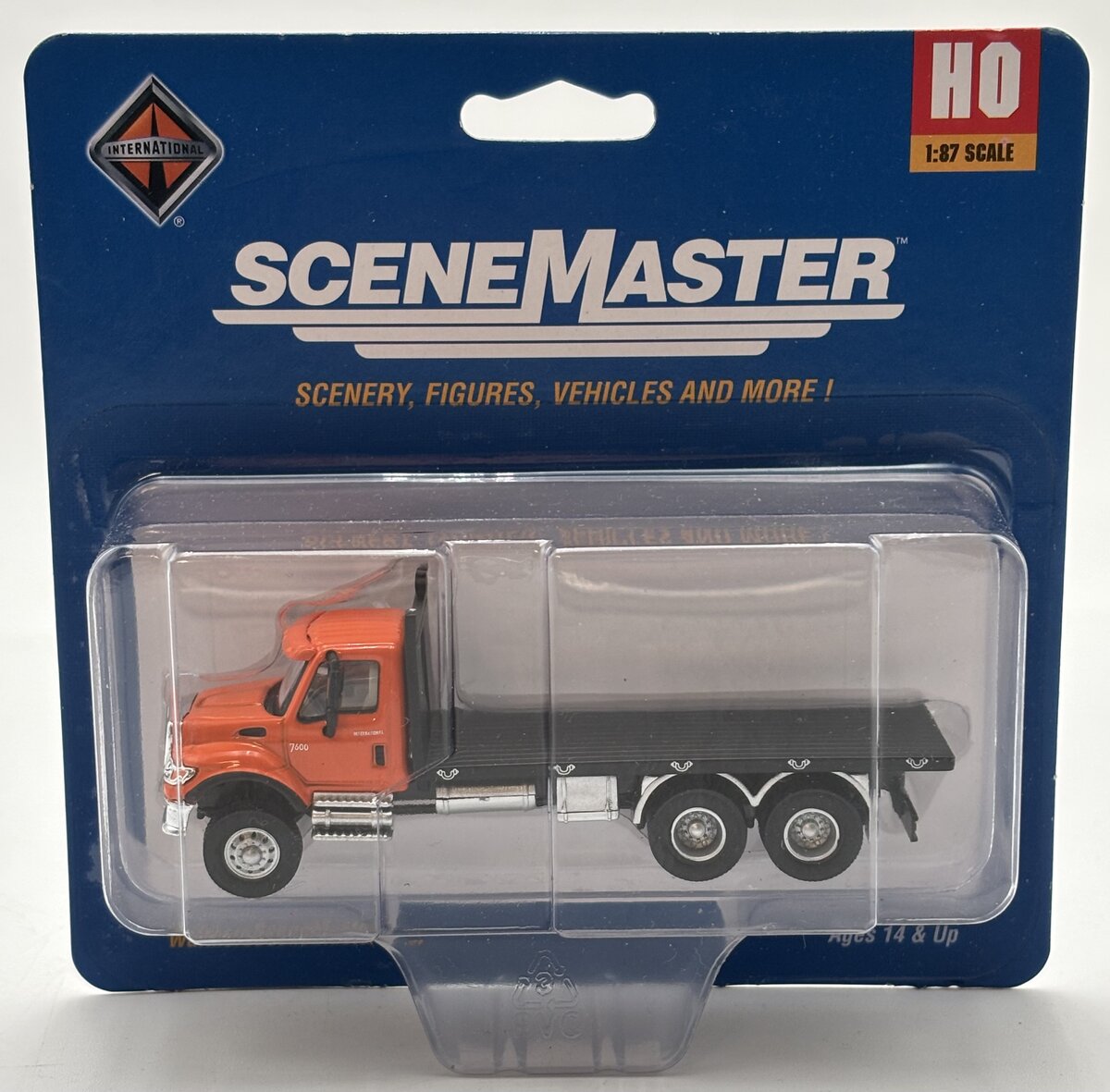Walthers 949-11651 HO Scale Orange International 7600 3-Axle Flatbed Truck