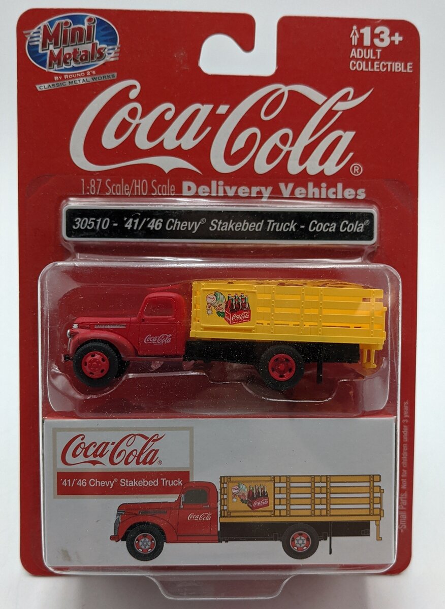 Classic Metal Works 30510 HO Mini Metals Coca Cola '41-'46 Chevy Stakebed Truck