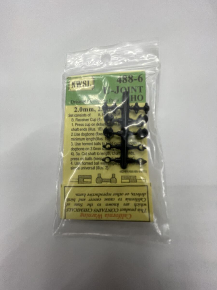 Northwest Short Line 488-6 HO Scale U-Joint 2.4mm Shaft Universal Coupler Set