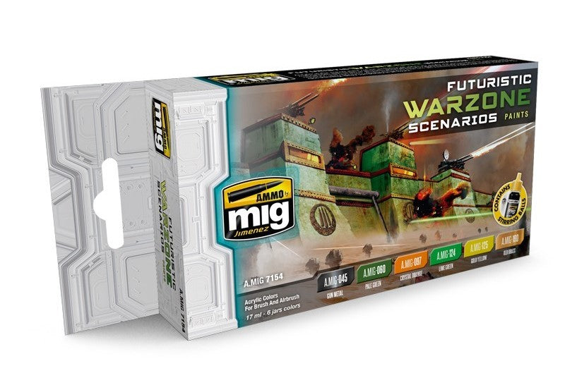 Mig Jimenez 7154 Futuristic Warzone Scenarios Acrylic Paints (Set of 6)