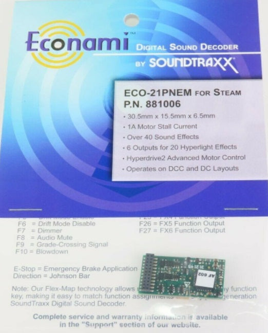 SoundTraxx 881006 ECO-21 PNEM Decoder For Steam