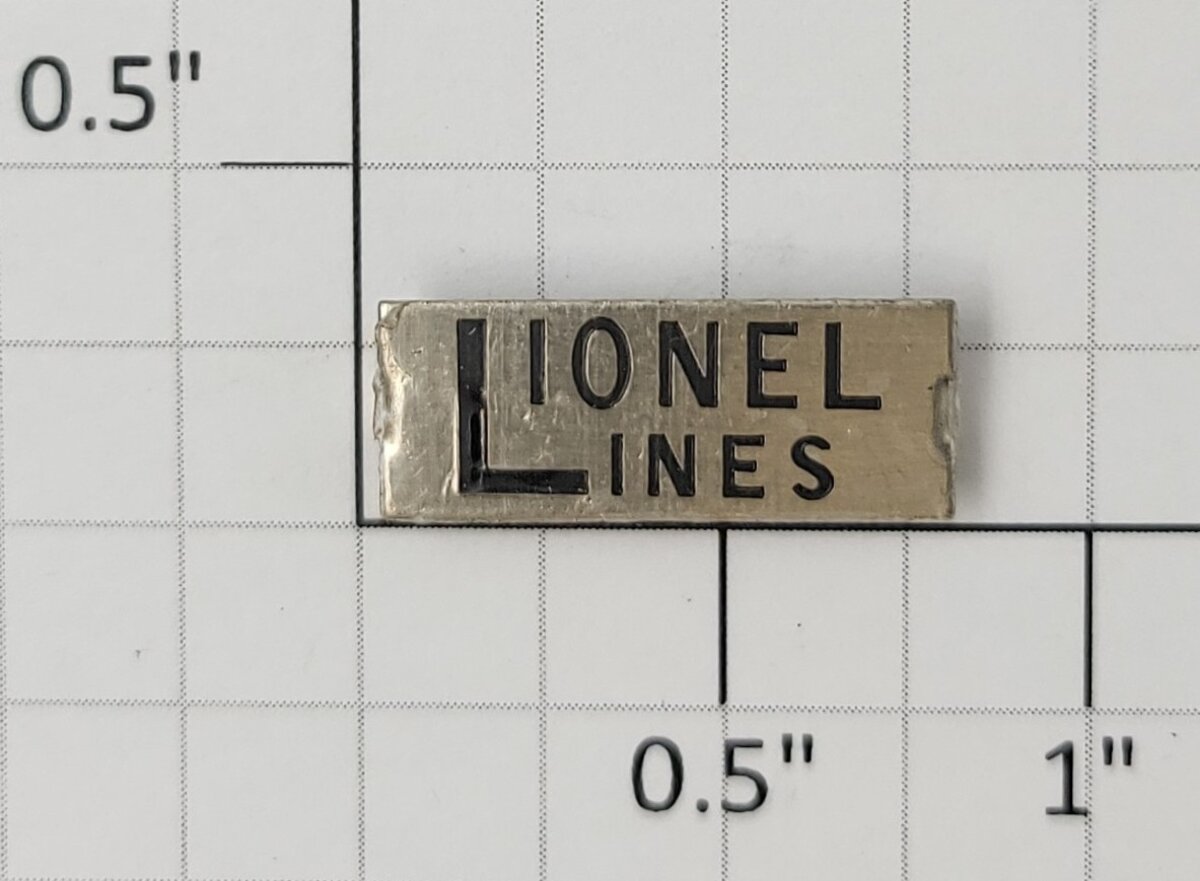 Lionel 420-3 Nickel "Lionel Lines" Nameplate w/Tabs