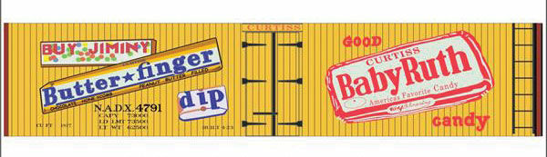Tichy 10311 HO NADX Butterfinger and Baby Ruth Wood Reefer Decal Sheet
