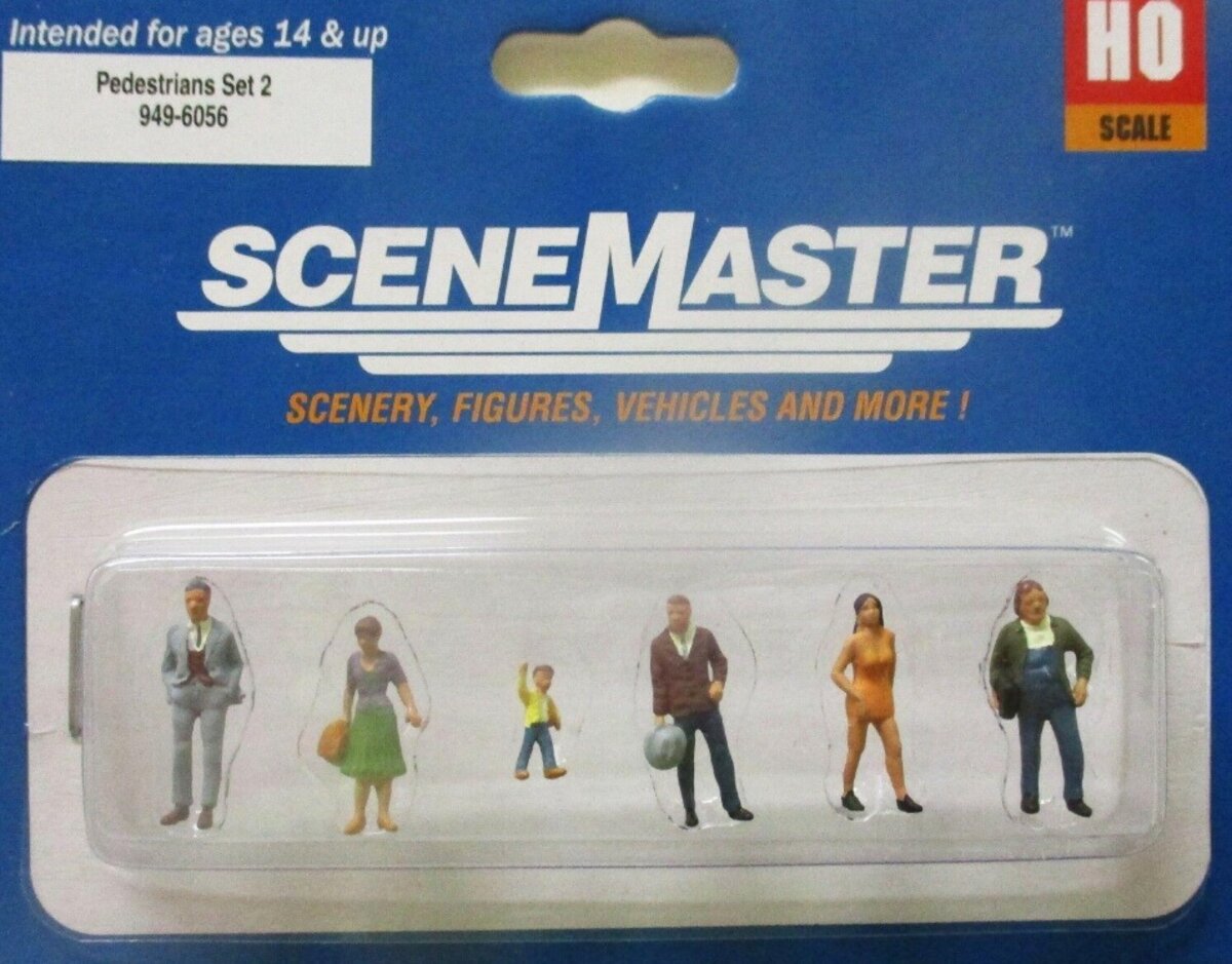 Walthers 949-6056 HO Scale Pedestrians Figures # 2 (Set of 6)