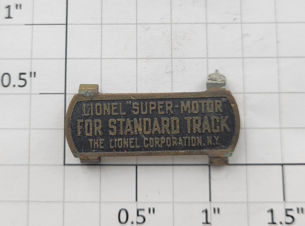 Lionel SM-59 Standard Gauge Super Motor Collector Pickup Nameplate
