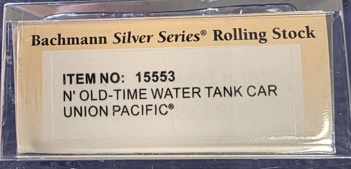 Bachmann 15553 N Union Pacific Old-Time Water Tank Car #503