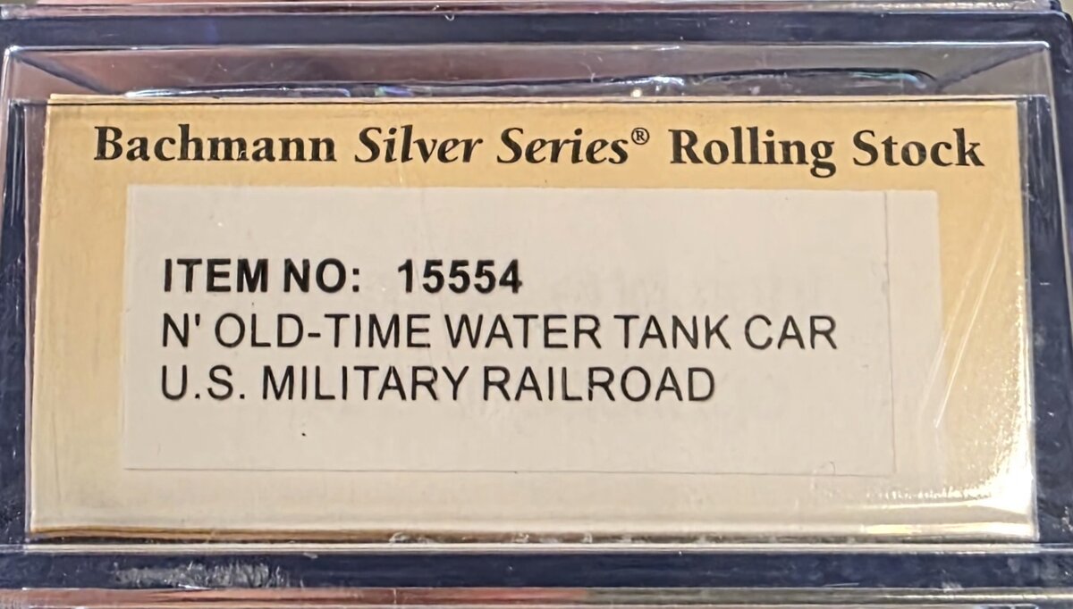Bachmann 15554 N U.S. Military Railroad Old-Time Water Tank Car #110