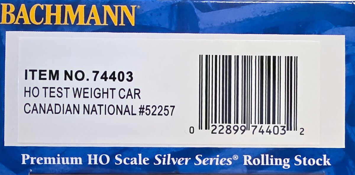 Bachmann 74403 HO Canadian National Test Weight Car #52257