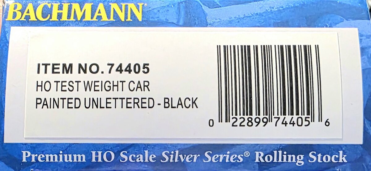 Bachmann 74405 HO Unlettered Painted Test Weight Car