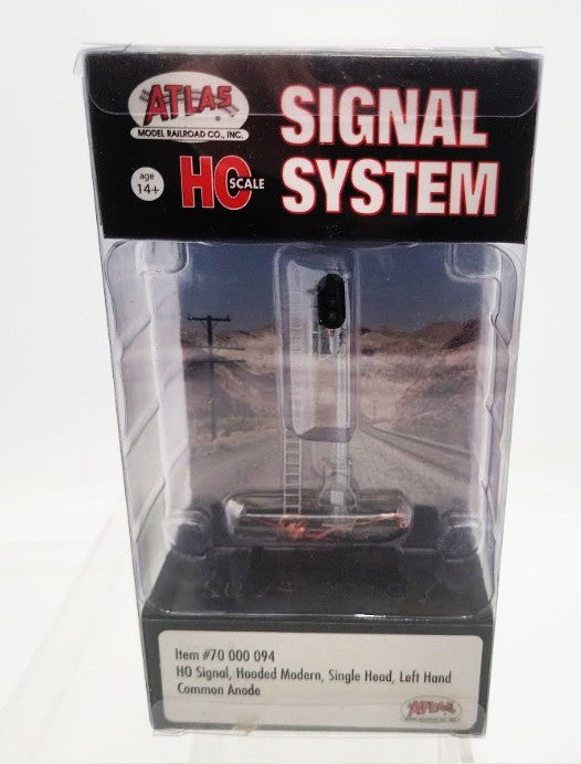 Atlas 70000094 HO Scale Single Left Head Modern Hooded Left Hand Signal