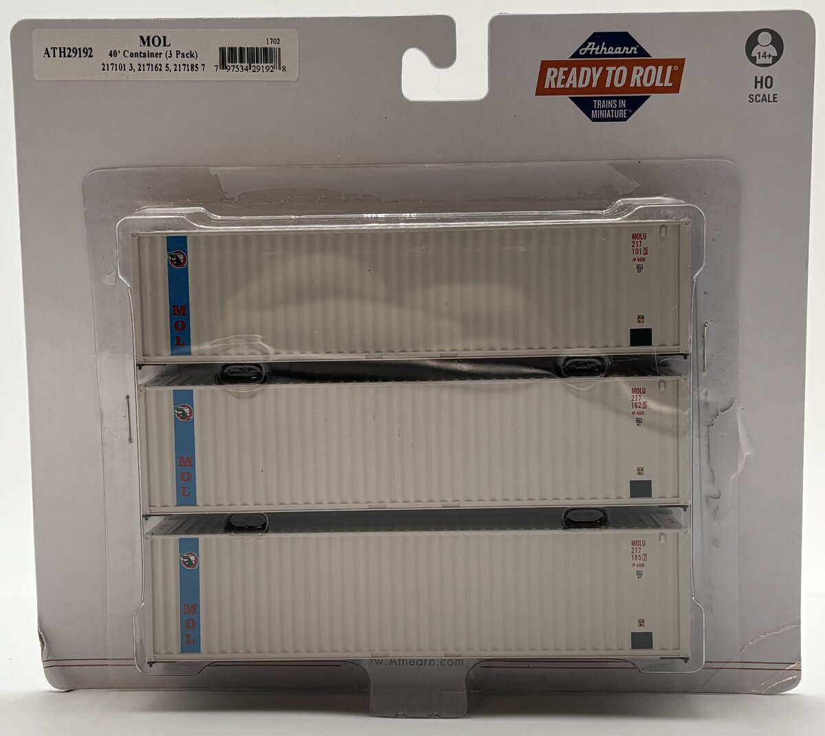 Athearn 29192 HO MOL RTR 40' Corrugate Container with Flat Panel (3)