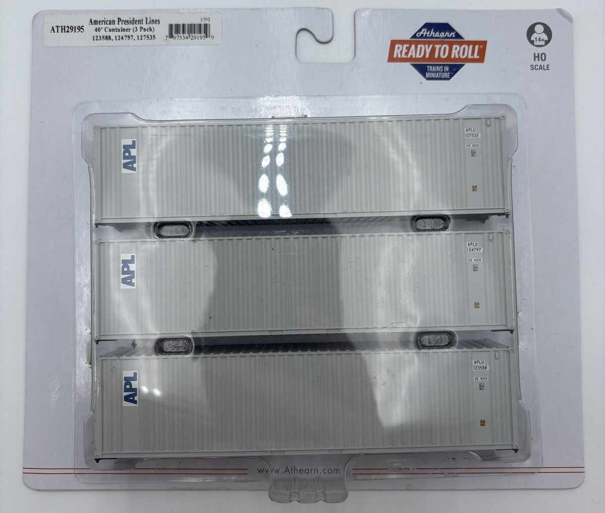 Athearn 29195 HO APL RTR 40' Corrugate Container with Flat Panel (3)