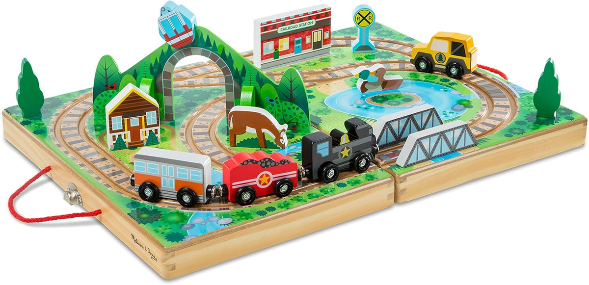 Melissa & Doug 30140 Wooden Take-Along Tabletop Railroad