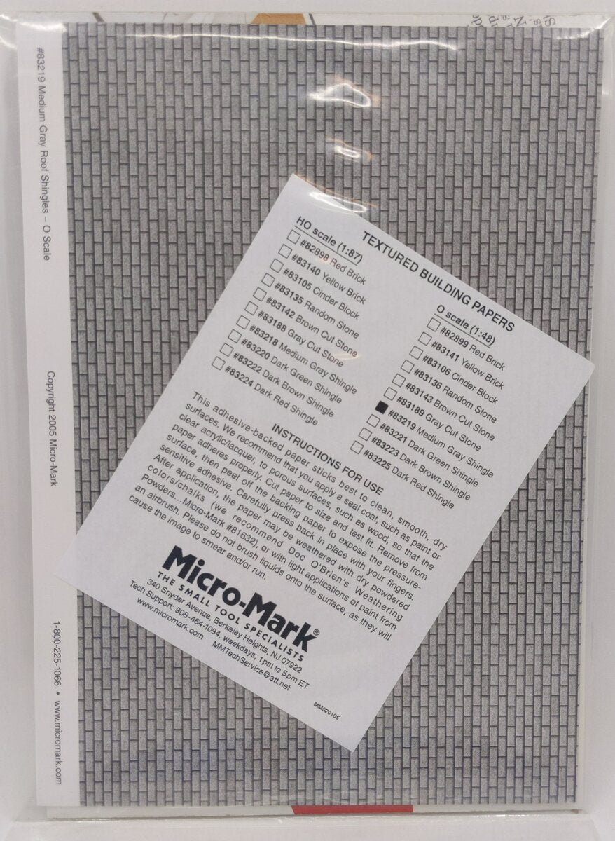 Micro-Mark 83219 O Medium Gray Shingle Textured Building Paper (Pack of 4)
