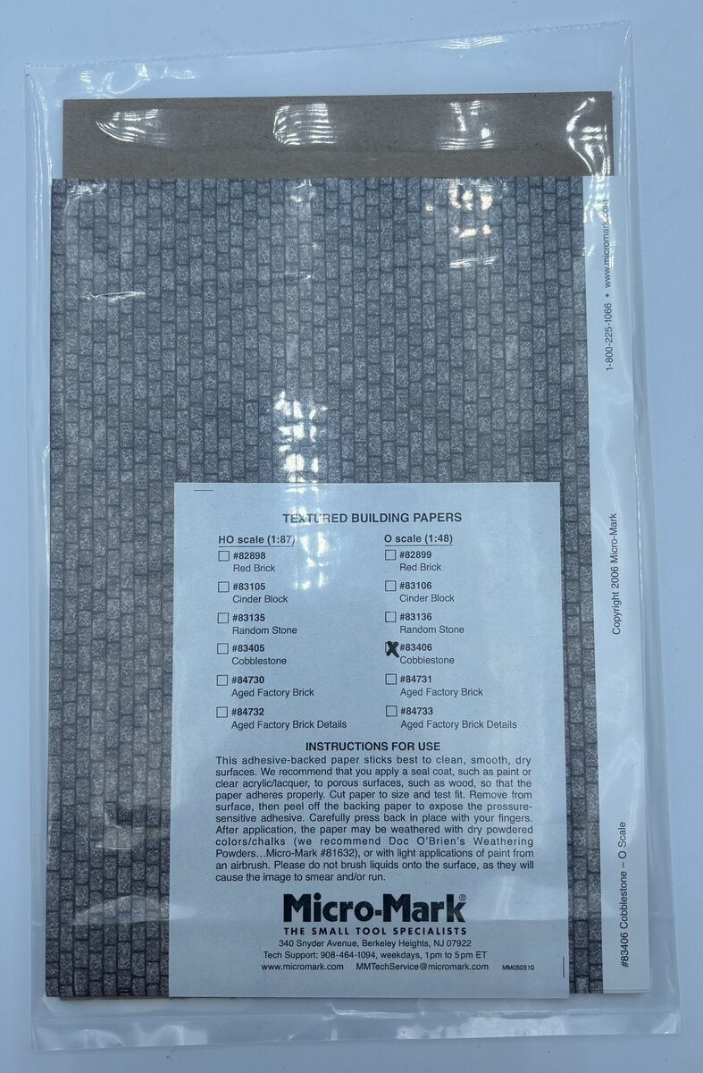 Micro-Mark 83406 O Cobblestone Textured Building Papers (Pack of 4)