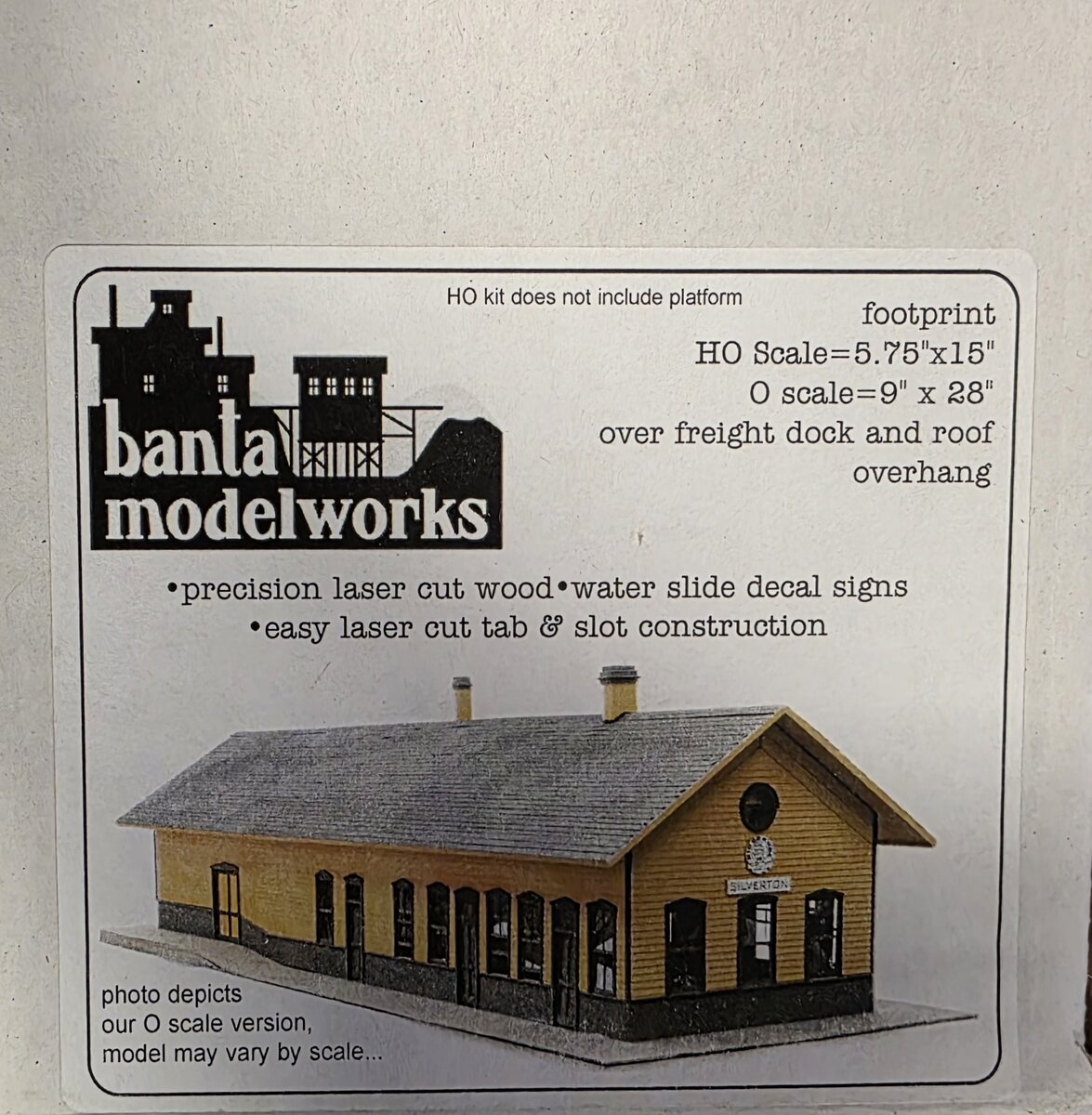 Banta Model Works 2089 HO Scale Silverton Depot Building Laser Cut Wood Kit