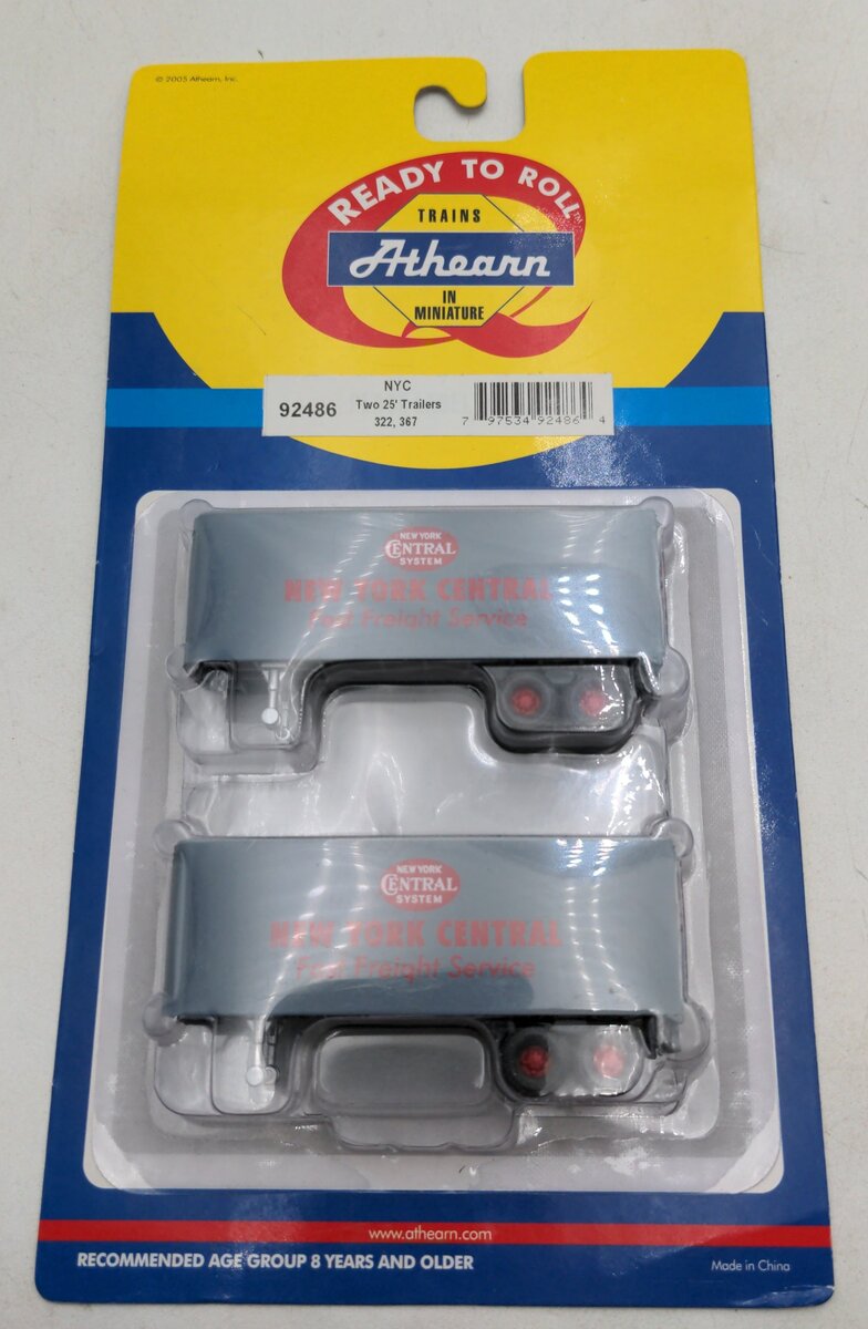 Athearn 92486 HO New York Central 25' Trailers #322, 367