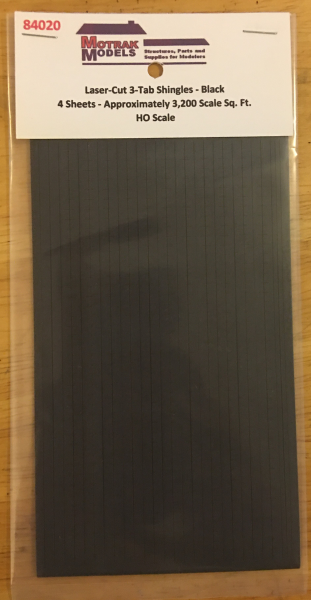 Motrak Models 84020 HO Laser Cut 3-Tab Black Shingles