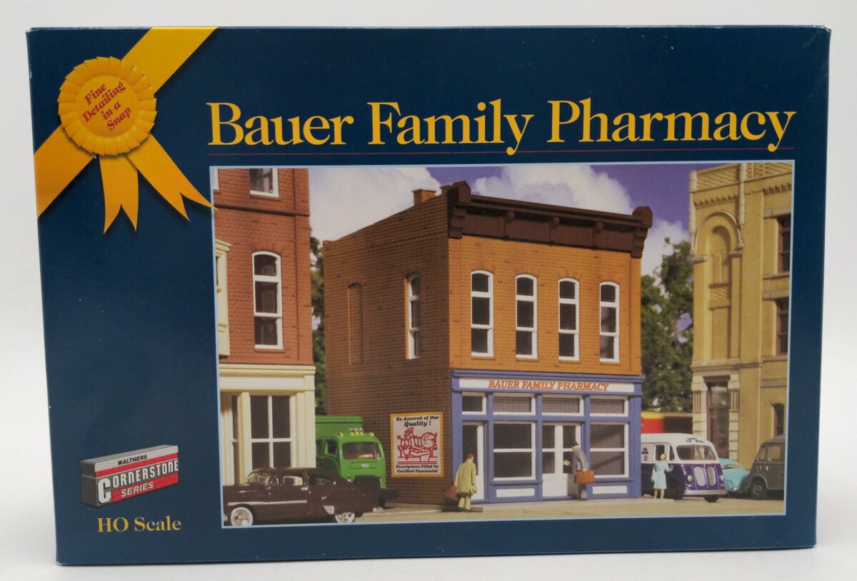 Walthers 933-3618 HO Gold Ribbon Series Bauer Family Pharmacy Building Kit