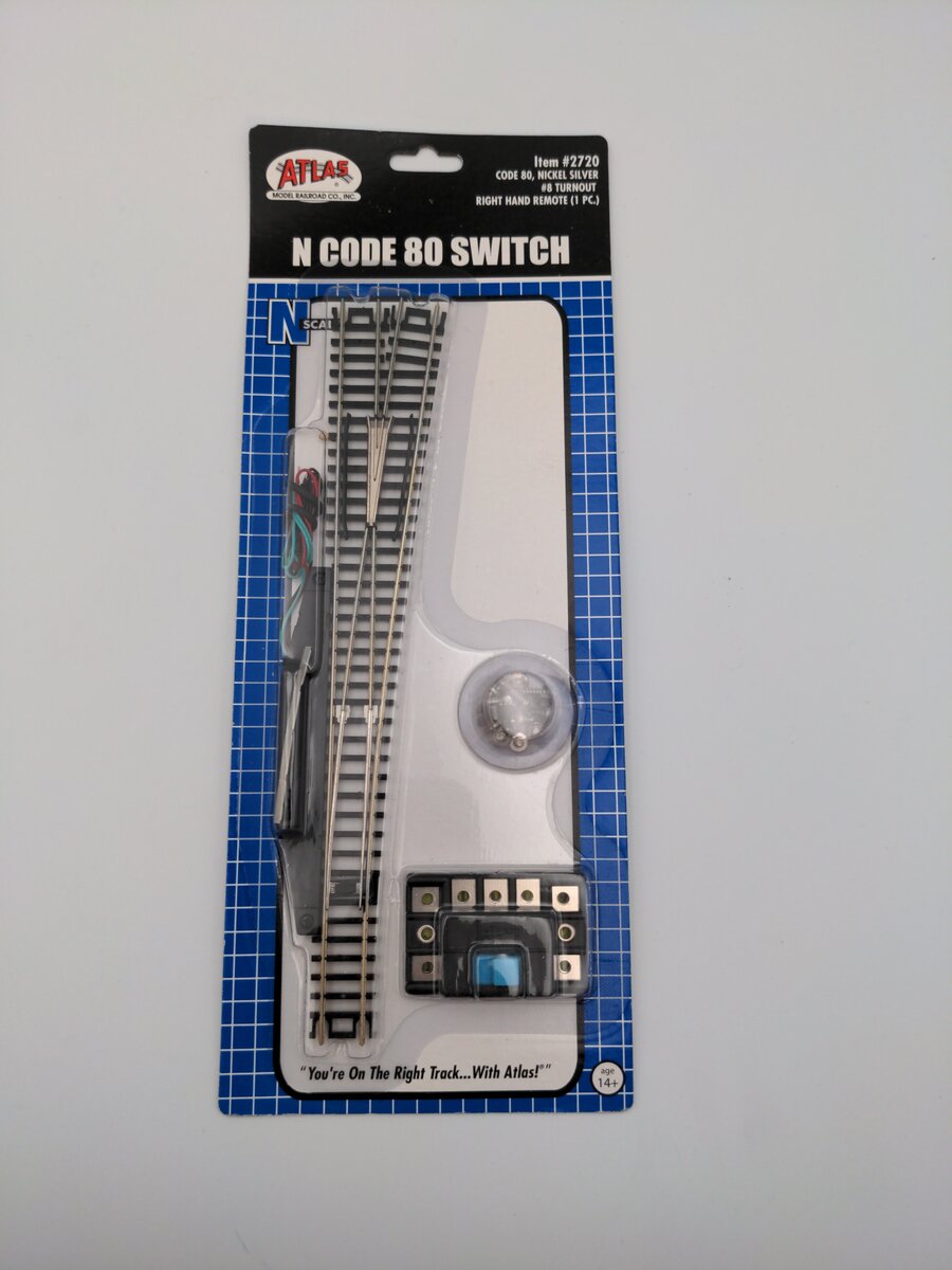Atlas 2720 N Code 80 Nickel Silver #8 Right Hand Remote Turnout