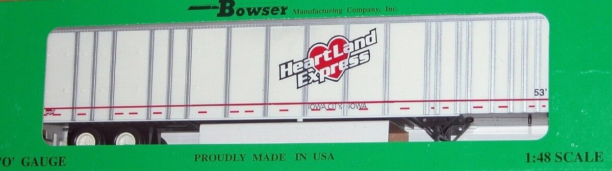 Bowser 87204 O HeartLand Express 53'' Plate Wall Highway Trailer