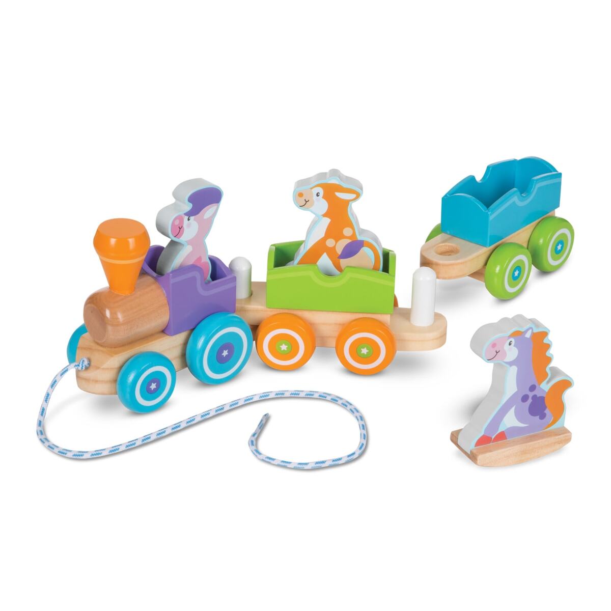 Melissa & Doug 4608 First Play Wooden Rocking Farm Animals Pull Train