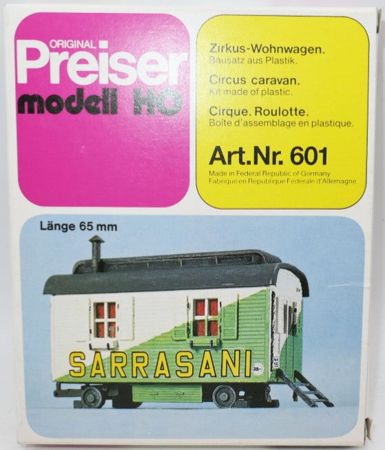 Preiser 601 HO Scale Zirkus-Wohnwagen (Circus Caravan) Plastic Model Kit