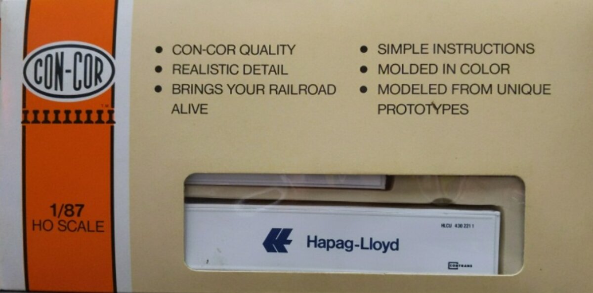 Con-Cor 0004-008404 HO Hapag-Lloyd 40'' Piggyback Smooth Container (Pack of 3)